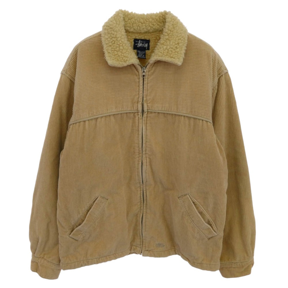 STUSSY ステューシー 紺タグ 内ボア キルティング切替 ジップアップ コーデュロイ ジャケット ライトブラウン系 M【中古】