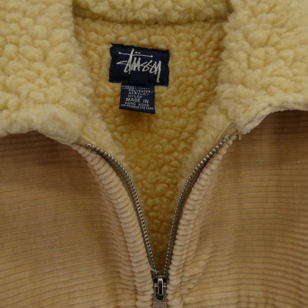 STUSSY ステューシー 紺タグ 内ボア キルティング切替 ジップアップ コーデュロイ ジャケット ライトブラウン系 M【中古】