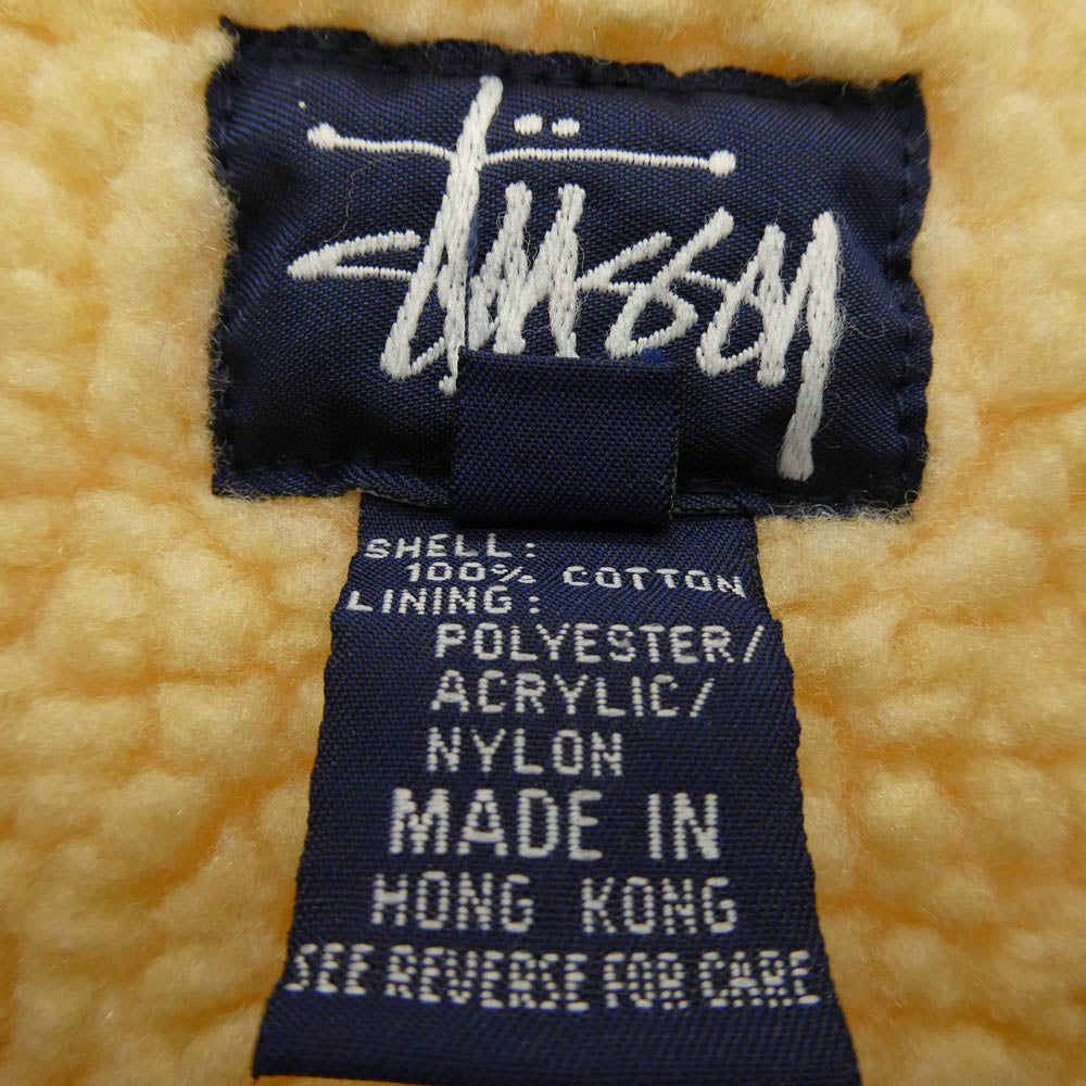 STUSSY ステューシー 紺タグ 内ボア キルティング切替 ジップアップ コーデュロイ ジャケット ライトブラウン系 M【中古】