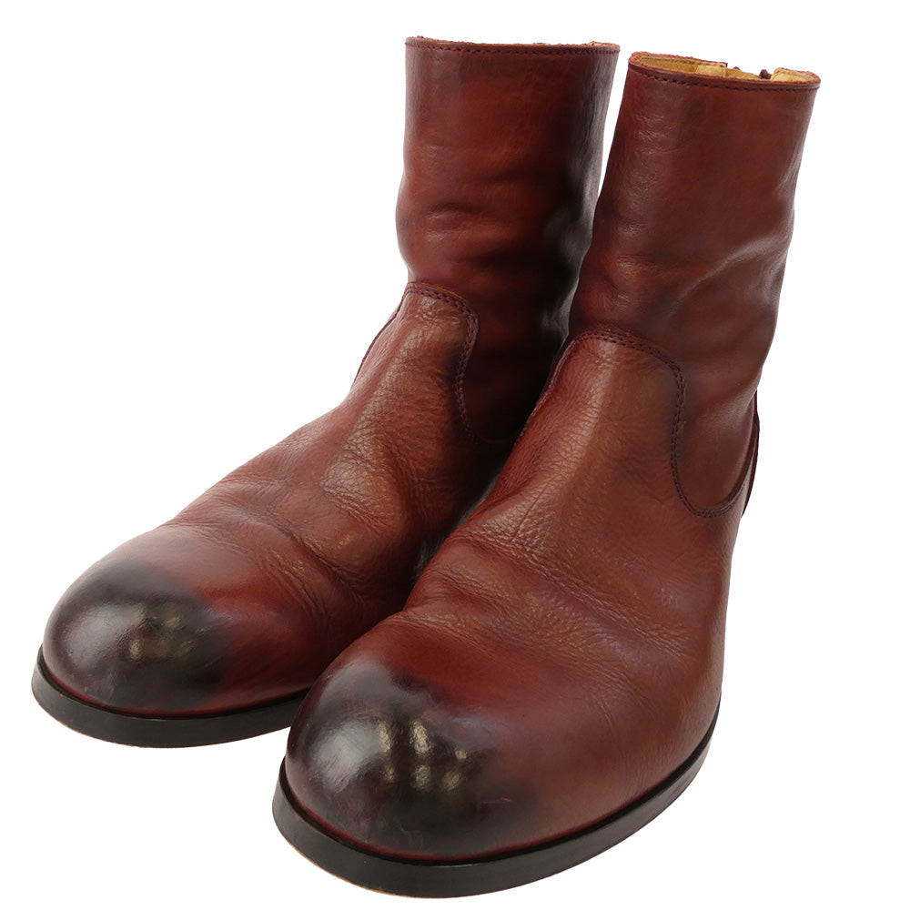 PADRONE パドローネ PU7885-1101-11C BACK ZIP BOOTS バックジップ レザーブーツ ワインレッド系 42【中古】