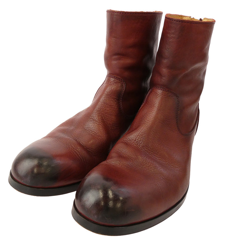 PADRONE パドローネ PU7885-1101-11C BACK ZIP BOOTS バックジップ レザーブーツ ワインレッド系 42【中古】