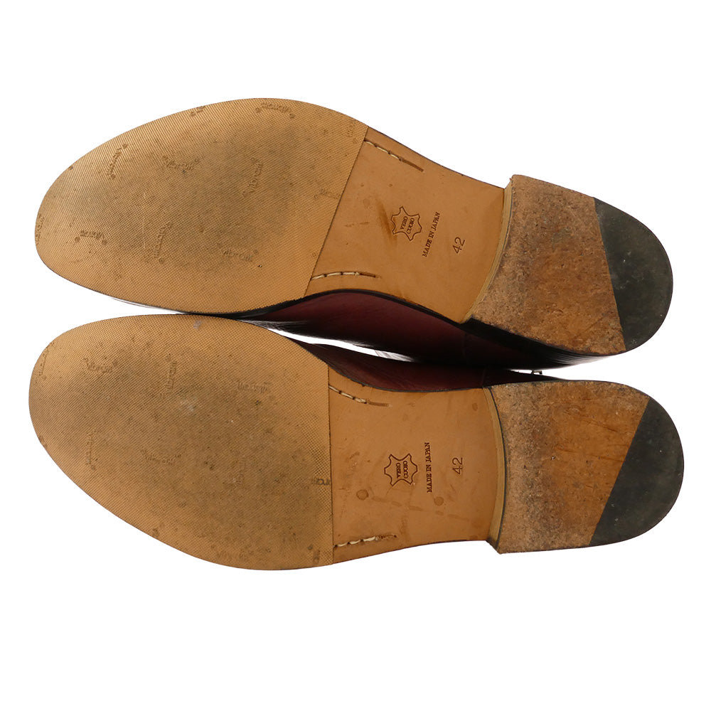 PADRONE パドローネ PU7885-1101-11C BACK ZIP BOOTS バックジップ レザーブーツ ワインレッド系 42【中古】