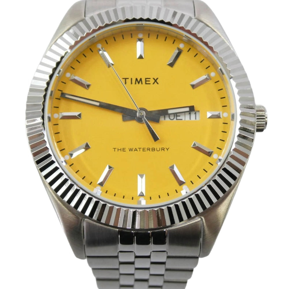 TIMEX タイメックス TW2V18000 Waterbury Legacy ウォーターベリー レガシー クオーツ 腕時計 ウォッチ シルバー系 イエロー系【極上美品】【中古】