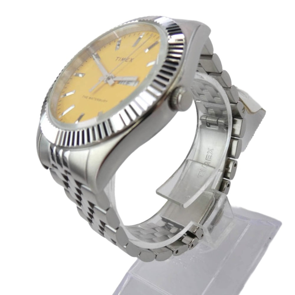 TIMEX タイメックス TW2V18000 Waterbury Legacy ウォーターベリー レガシー クオーツ 腕時計 ウォッチ シルバー系 イエロー系【極上美品】【中古】