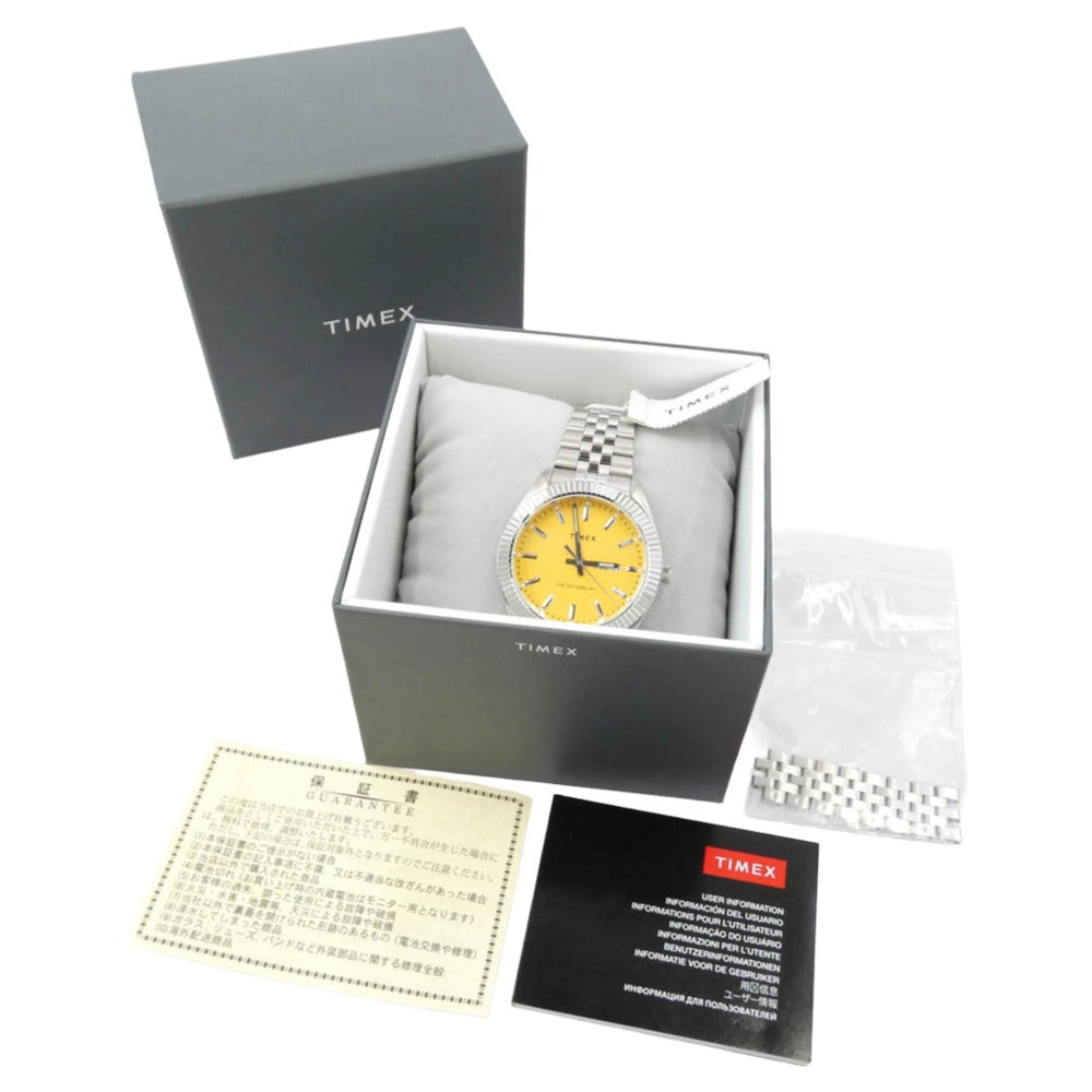 TIMEX タイメックス TW2V18000 Waterbury Legacy ウォーターベリー レガシー クオーツ 腕時計 ウォッチ シルバー系 イエロー系【極上美品】【中古】