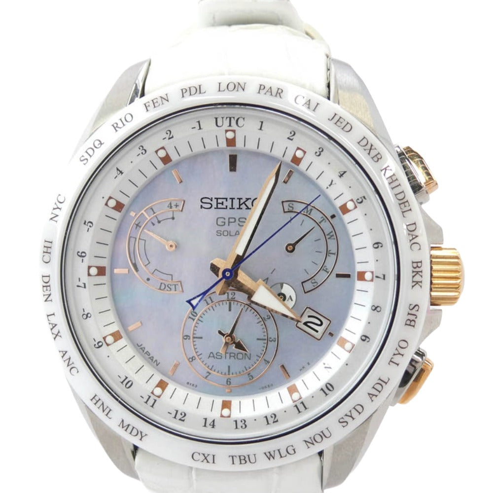 SEIKO セイコー SBXB063 Astron GPS Solar Dual-Time アストロン GPS ソーラー デュアルタイム 時計 ウォッチ ホワイト系【中古】