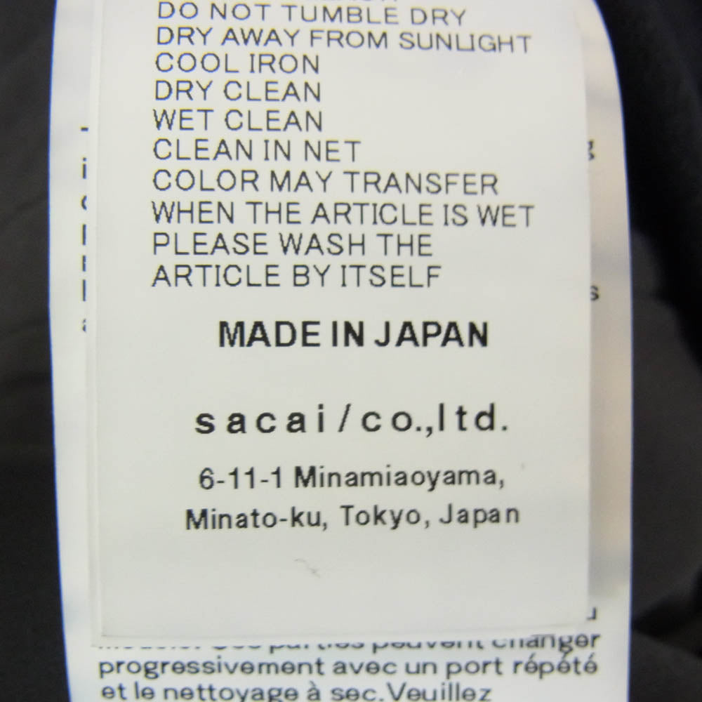 Sacai サカイ 23SS 23-03181M Cotton Jersey Nylon Docking T-Shirt コットンジャージー ドッキング クルーネック 半袖 Tシャツ ブラック系 001【極上美品】【中古】