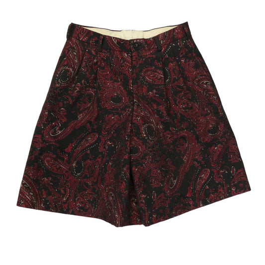 COMME des GARCONS HOMME PLUS コムデギャルソンオムプリュス 16AW AD2016 PR-P071 甲冑 総柄 ジャガード 2タック ワイド ショートパンツ ショーツ レッド系 M【中古】