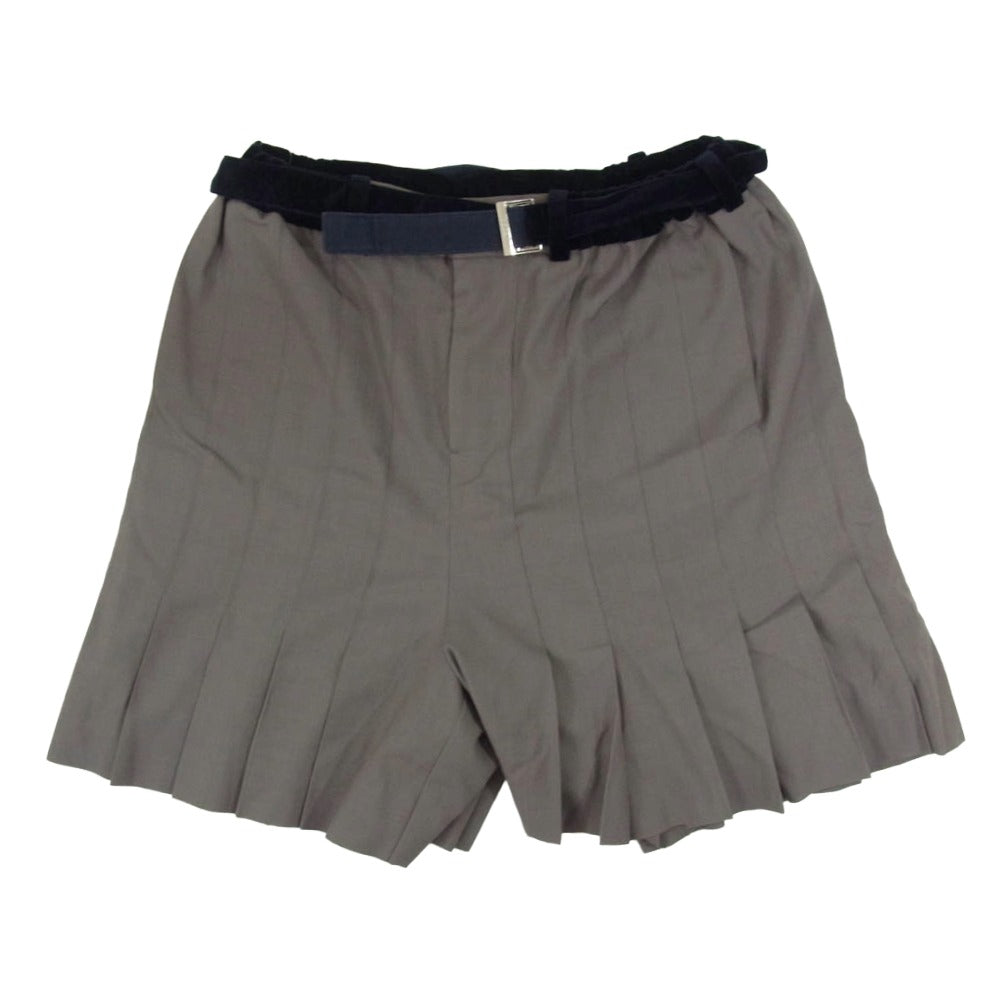 Sacai サカイ 23SS 23-02954M SUITING SHORTS スーチングショーツ イージーウエスト プリーツショートパンツ キュロットパンツ スカート チャコール系 2【中古】