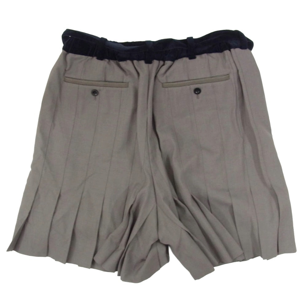 Sacai サカイ 23SS 23-02954M SUITING SHORTS スーチングショーツ イージーウエスト プリーツショートパンツ キュロットパンツ スカート チャコール系 2【中古】