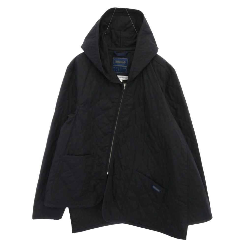 COMME des GARCONS コムデギャルソン 24AW FO-J524 SHIRT × Lavenham ラベンハム FO-J524 捻じれ アシンメトリー キルティング フーデッド ジャケット ブラック系 M【中古】