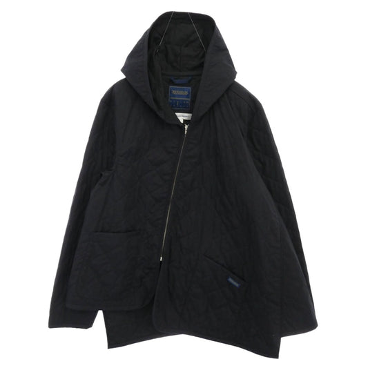 COMME des GARCONS コムデギャルソン 24AW FO-J524 SHIRT × Lavenham ラベンハム FO-J524 捻じれ アシンメトリー キルティング フーデッド ジャケット ブラック系 M【中古】