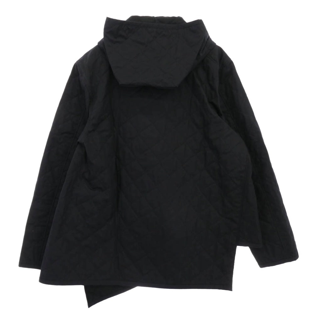 COMME des GARCONS コムデギャルソン 24AW FO-J524 SHIRT × Lavenham ラベンハム FO-J524 捻じれ アシンメトリー キルティング フーデッド ジャケット ブラック系 M【中古】