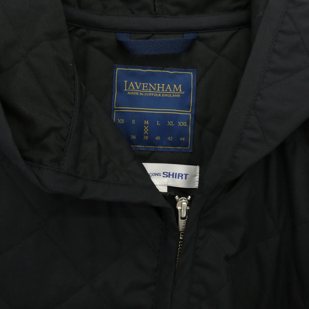 COMME des GARCONS コムデギャルソン 24AW FO-J524 SHIRT × Lavenham ラベンハム FO-J524 捻じれ アシンメトリー キルティング フーデッド ジャケット ブラック系 M【中古】