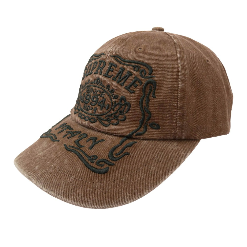 Supreme シュプリーム 25AW Italy 6-Panel ロゴ刺繍 6パネル キャップ 帽子 ブラウン系【新古品】【未使用】【中古】