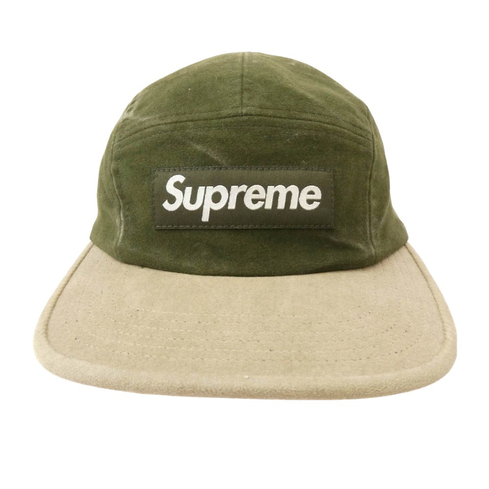 Supreme シュプリーム 25AW 2-Tone Moleskin Camp Cap ツートン モールスキン キャンプキャップ 帽子 モスグリーン系 ベージュ系 ONE SIZE(58cm)【新古品】【未使用】【中古】