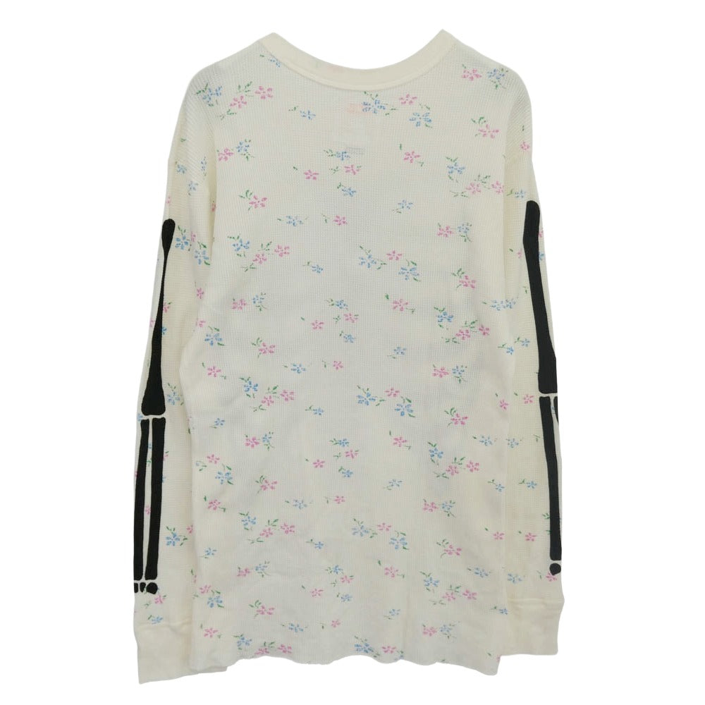 Supreme シュプリーム 25AW × Hanes ヘインズ Bones Thermal Crew Floral ボーンズ フローラル プリント クルーネック サーマル 長袖カットソー オフホワイト系 L【美品】【中古】