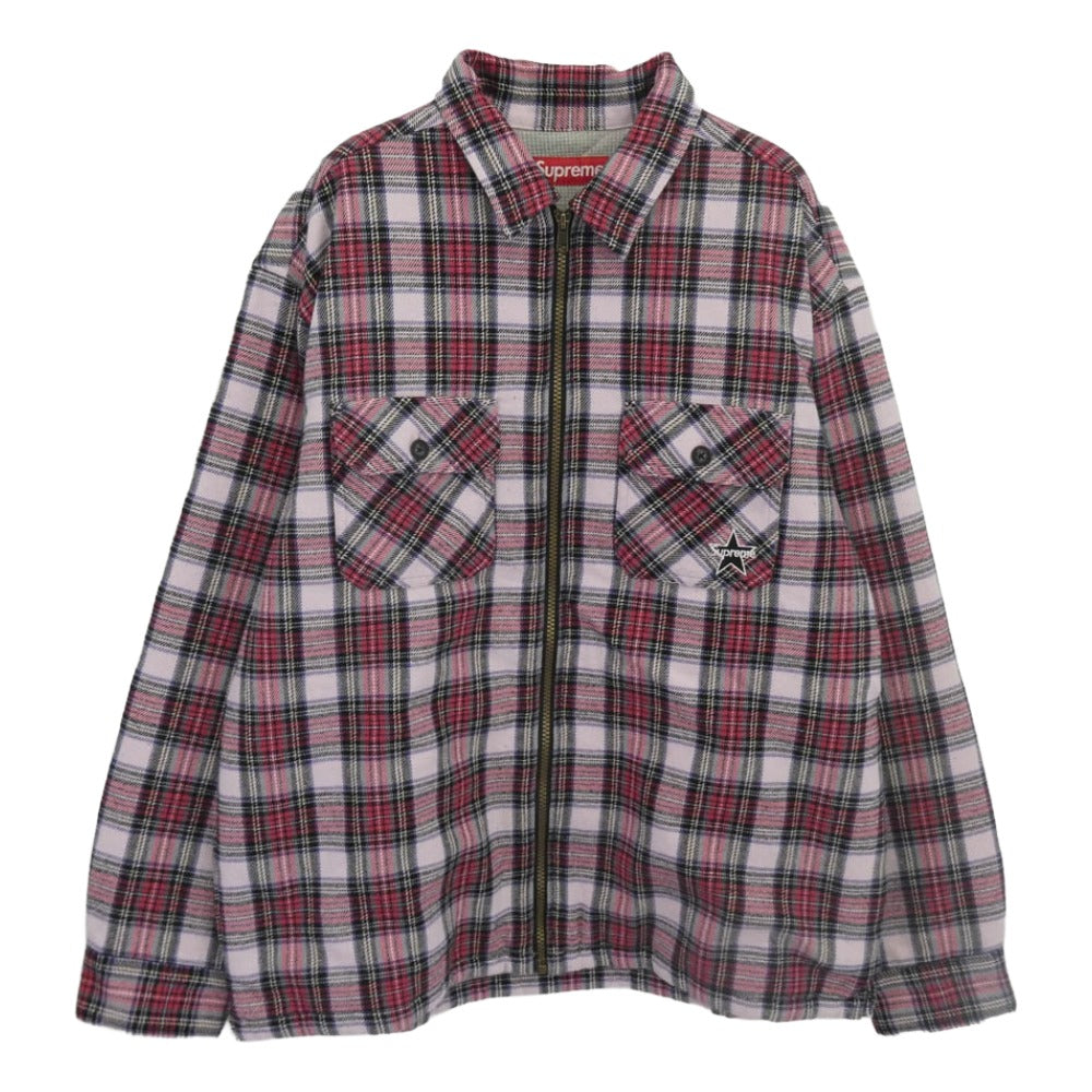 Supreme シュプリーム 25AW Thermal Lined Zip Up Flannel Shirt サーマル ラインド ジップ アップ フランネル シャツジャケット レッド系 M【極上美品】【中古】