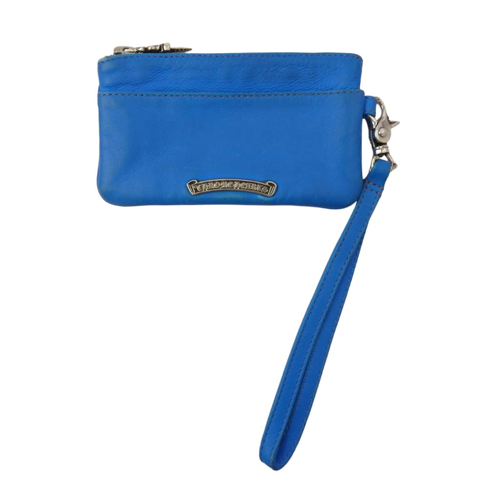 CHROME HEARTS クロムハーツ（原本無） ZPR CHG WRISTLET クロスパッチ ダガージップ スクロールラベル ジッパーチェンジ リストレット コインケース ポーチ ブルー系【中古】