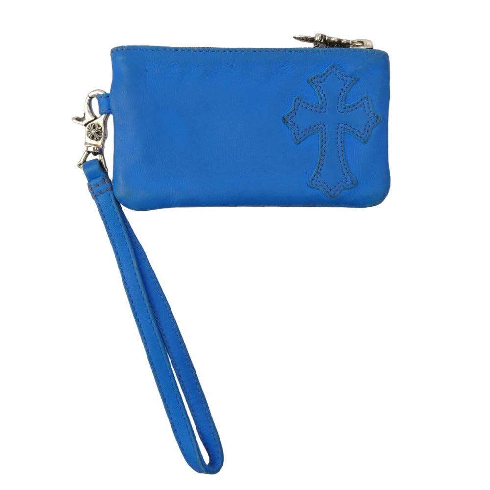 CHROME HEARTS クロムハーツ（原本無） ZPR CHG WRISTLET クロスパッチ ダガージップ スクロールラベル ジッパーチェンジ リストレット コインケース ポーチ ブルー系【中古】