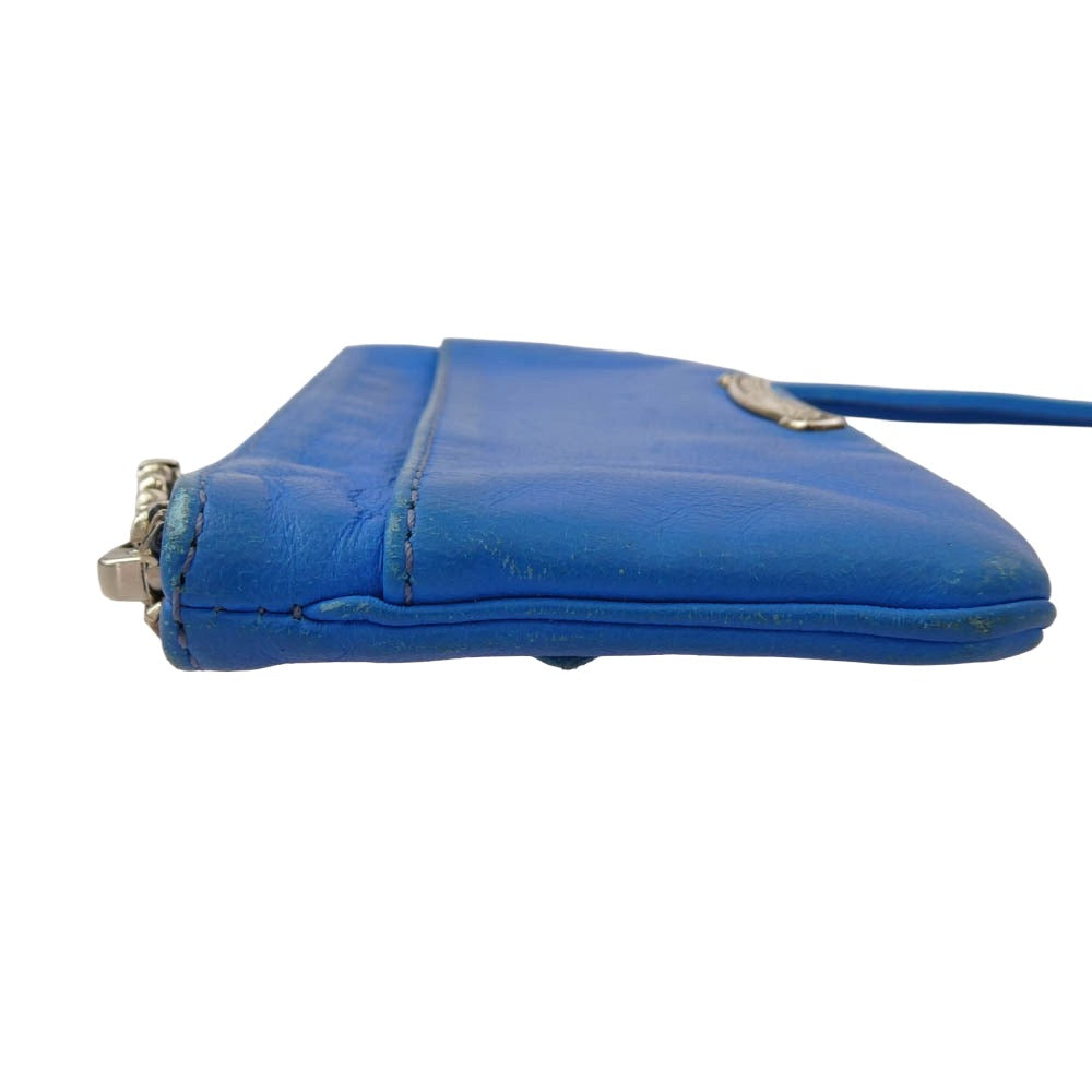 CHROME HEARTS クロムハーツ（原本無） ZPR CHG WRISTLET クロスパッチ ダガージップ スクロールラベル ジッパーチェンジ リストレット コインケース ポーチ ブルー系【中古】