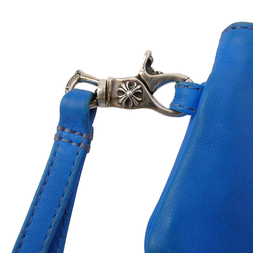 CHROME HEARTS クロムハーツ（原本無） ZPR CHG WRISTLET クロスパッチ ダガージップ スクロールラベル ジッパーチェンジ リストレット コインケース ポーチ ブルー系【中古】