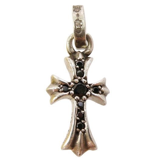 CHROME HEARTS クロムハーツ（原本無） CRS BBYFAT P BLKDIA ベイビーファットクロス パヴェブラックダイヤ ペンダントトップ シルバー系【中古】