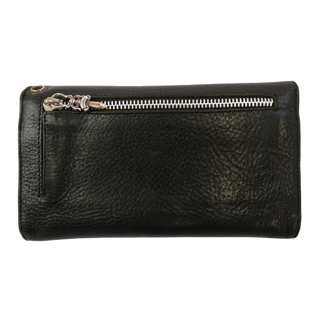 CHROME HEARTS クロムハーツ（原本無） WAVE CROSS PATCH ウェーブ ダガージップ クロスパッチ レザー ウォレット ブラック系【中古】