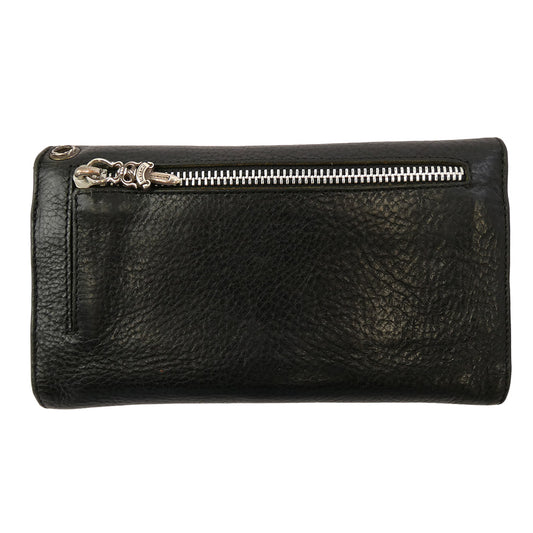 CHROME HEARTS クロムハーツ（原本無） WAVE CROSS PATCH ウェーブ ダガージップ クロスパッチ レザー ウォレット ブラック系【中古】