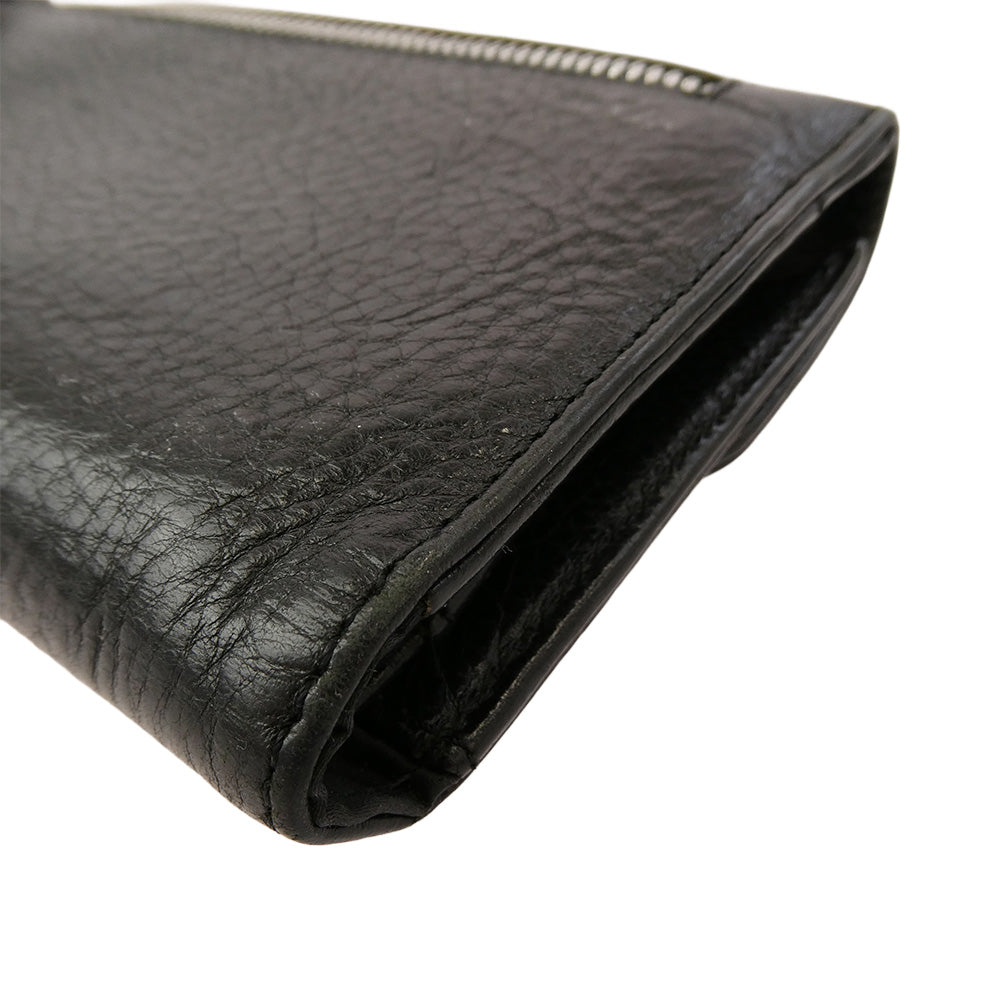 CHROME HEARTS クロムハーツ（原本無） WAVE CROSS PATCH ウェーブ ダガージップ クロスパッチ レザー ウォレット ブラック系【中古】