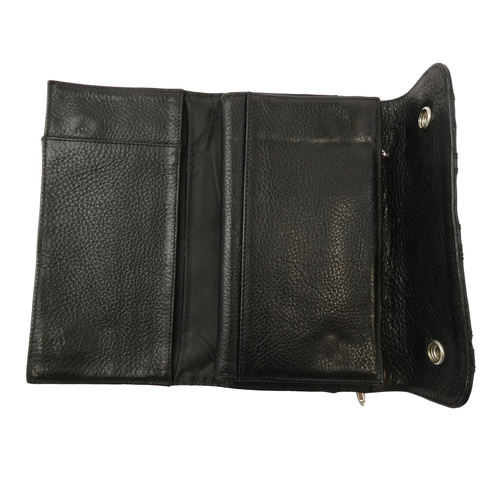 CHROME HEARTS クロムハーツ（原本無） WAVE CROSS PATCH ウェーブ ダガージップ クロスパッチ レザー ウォレット ブラック系【中古】