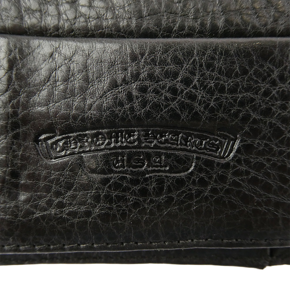 CHROME HEARTS クロムハーツ（原本無） WAVE CROSS PATCH ウェーブ ダガージップ クロスパッチ レザー ウォレット ブラック系【中古】
