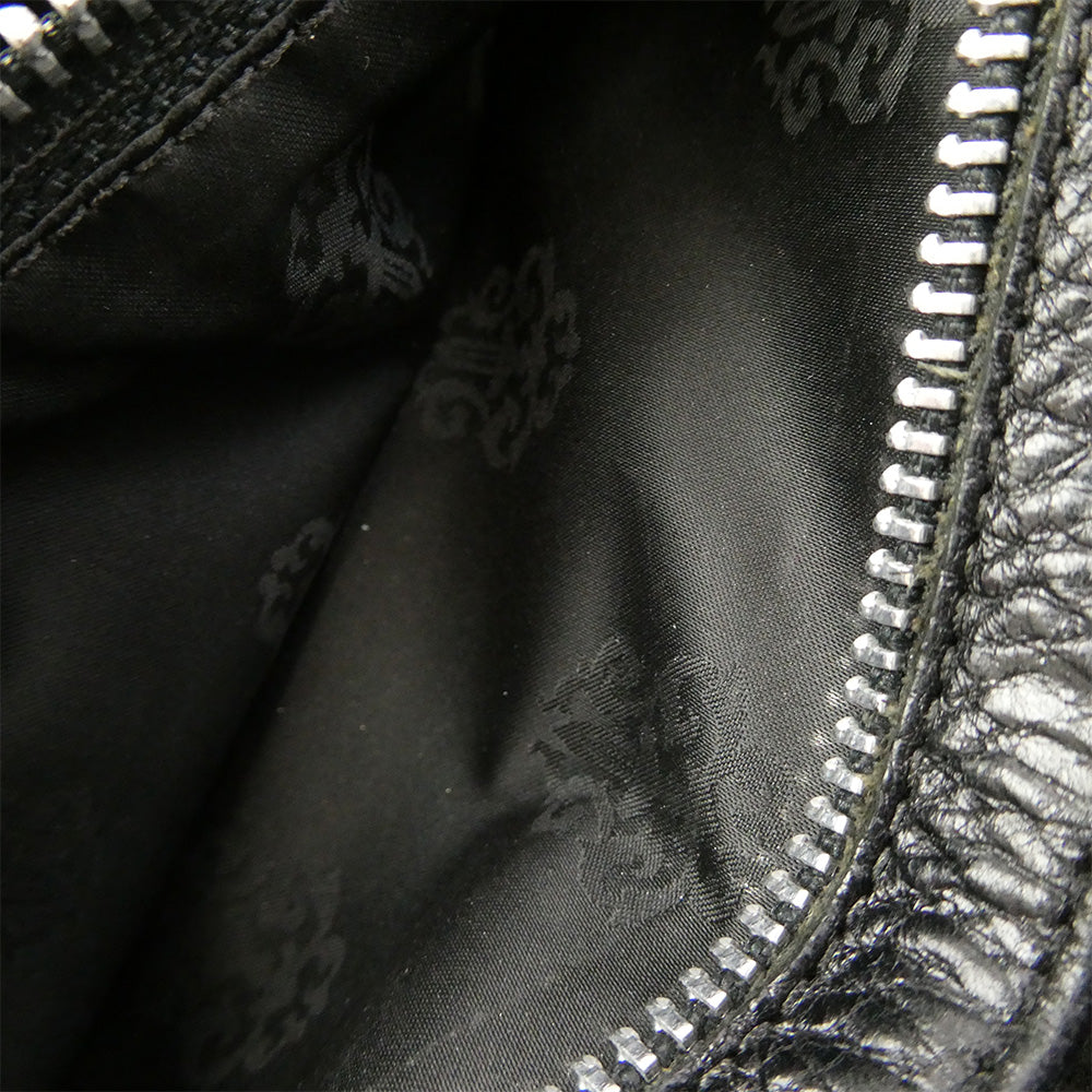 CHROME HEARTS クロムハーツ（原本無） WAVE CROSS PATCH ウェーブ ダガージップ クロスパッチ レザー ウォレット ブラック系【中古】