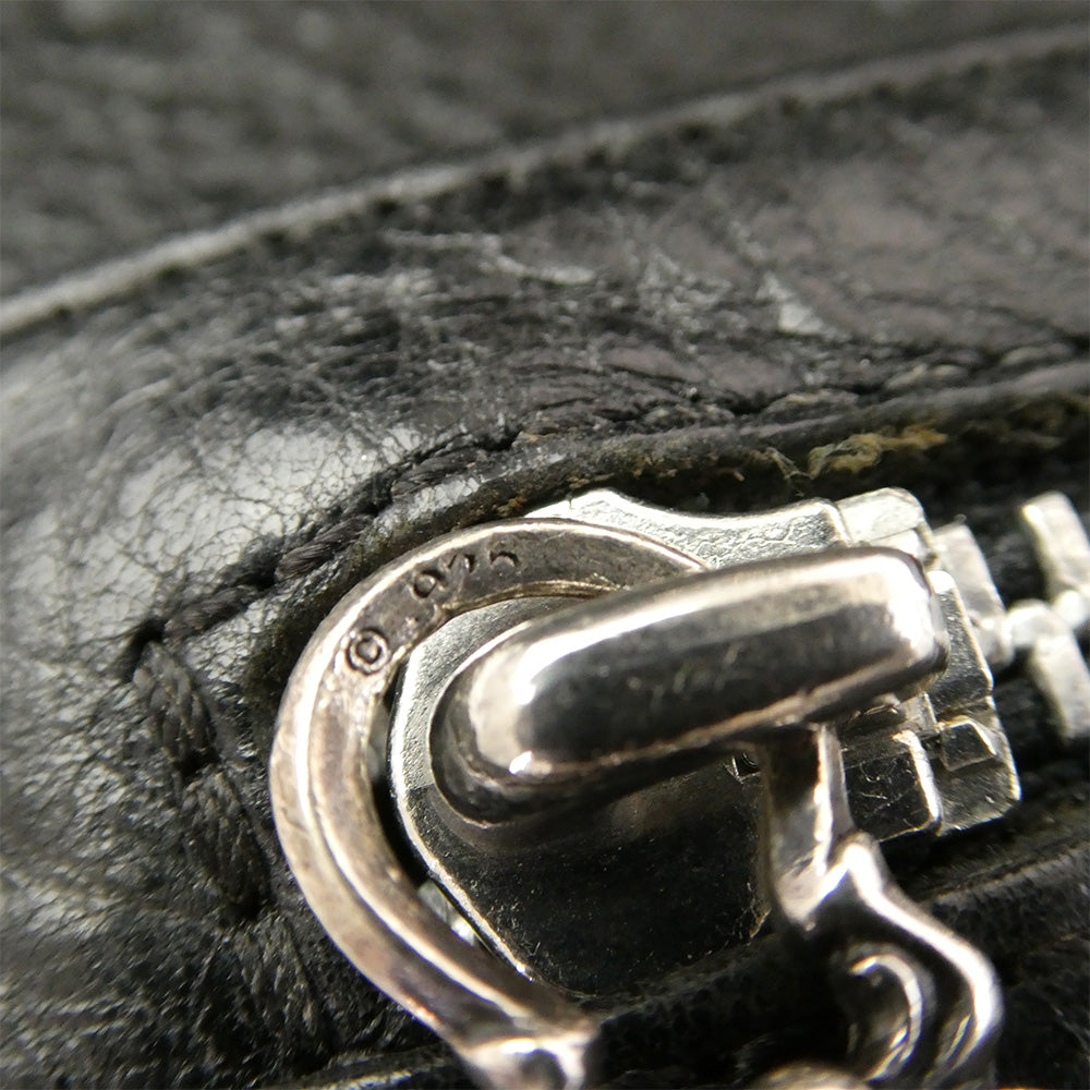 CHROME HEARTS クロムハーツ（原本無） WAVE CROSS PATCH ウェーブ ダガージップ クロスパッチ レザー ウォレット ブラック系【中古】