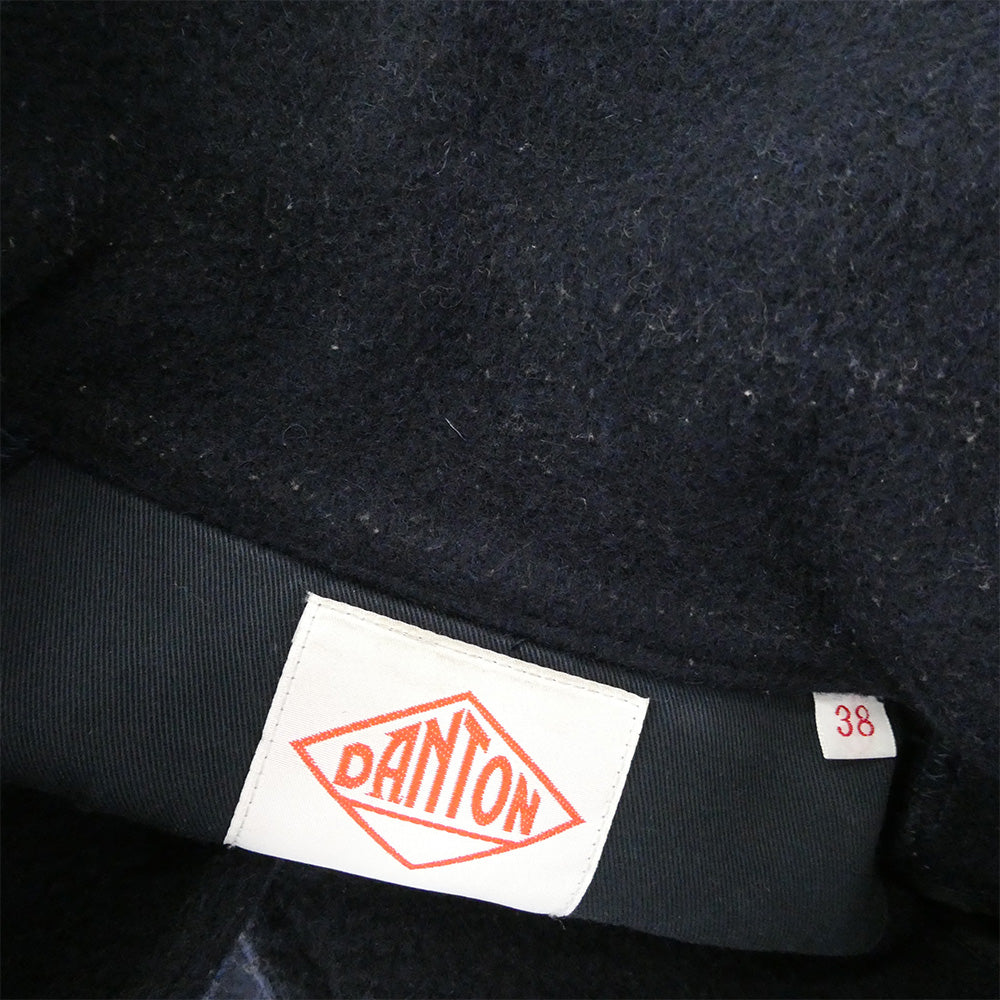 Danton ダントン 丸襟ウール モッサ ジャケット コート ネイビー系 38【中古】