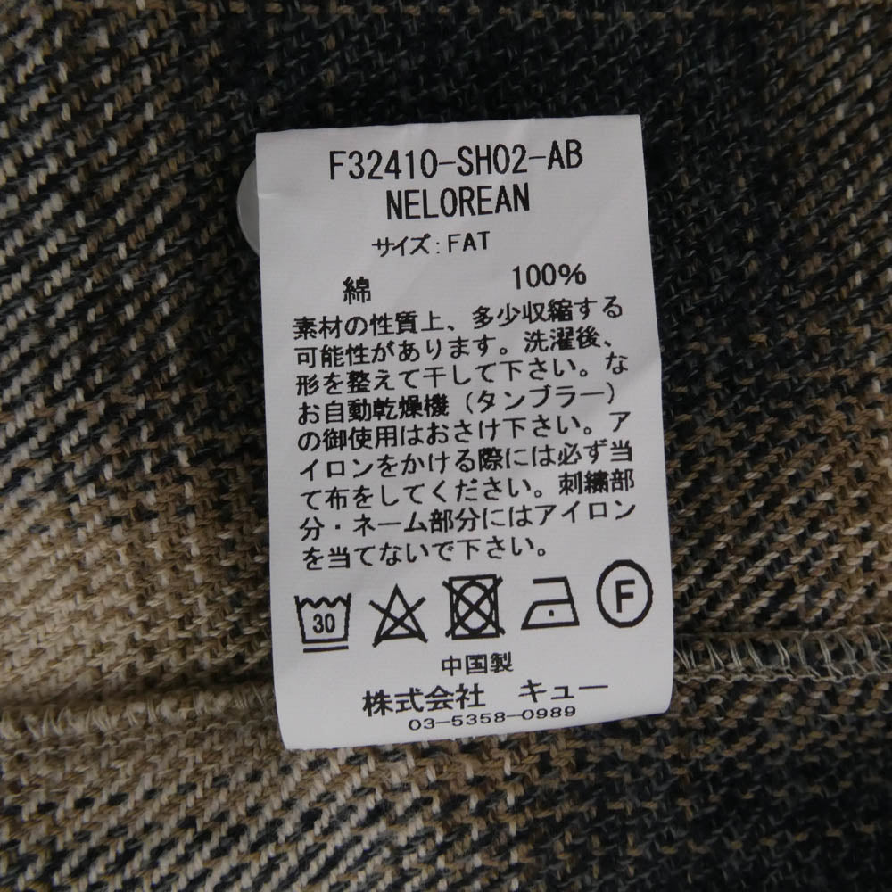 FAT エフエーティー F32410-SH02-AB オンブレチェック ネルシャツ 長袖シャツ ベージュ系 FAT【中古】