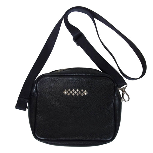CALEE キャリー CL-25SS015LE STUDS LEATHER SHOULDER BAG BOX TYPE スタッズ レザー ショルダーバッグ ブラック系【美品】【中古】