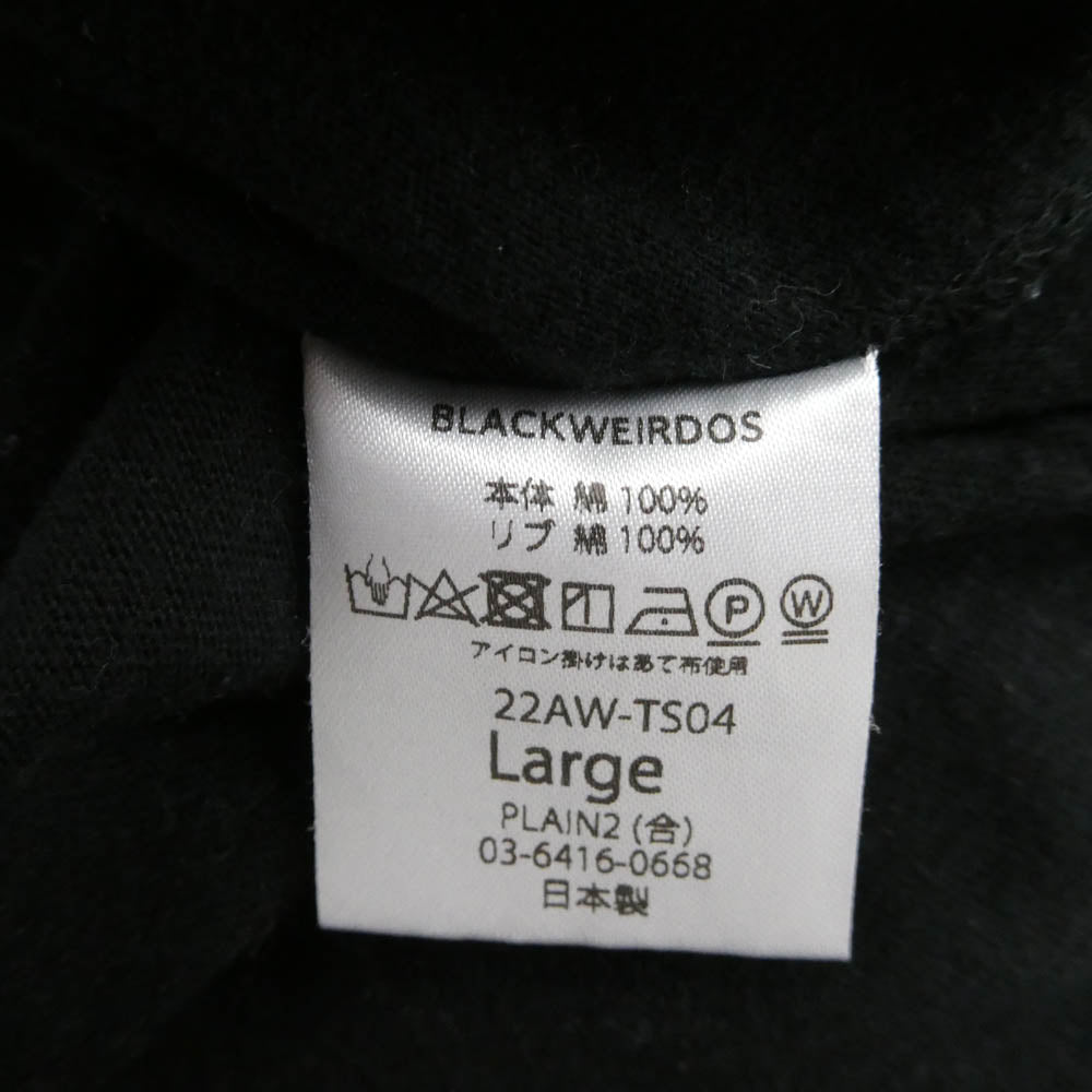 ブラックウィドー 22AW-TS04 クルーネック コットン 半袖Tシャツ ブラック系 L【中古】