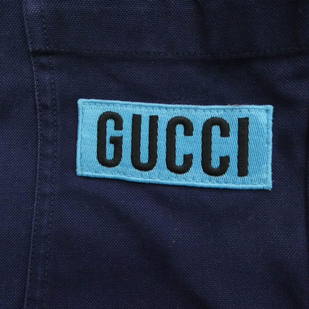 GUCCI グッチ 22AW 669182 669182 ZAHPV サイドワッペン コットン チノパンツ ネイビー系 44【中古】