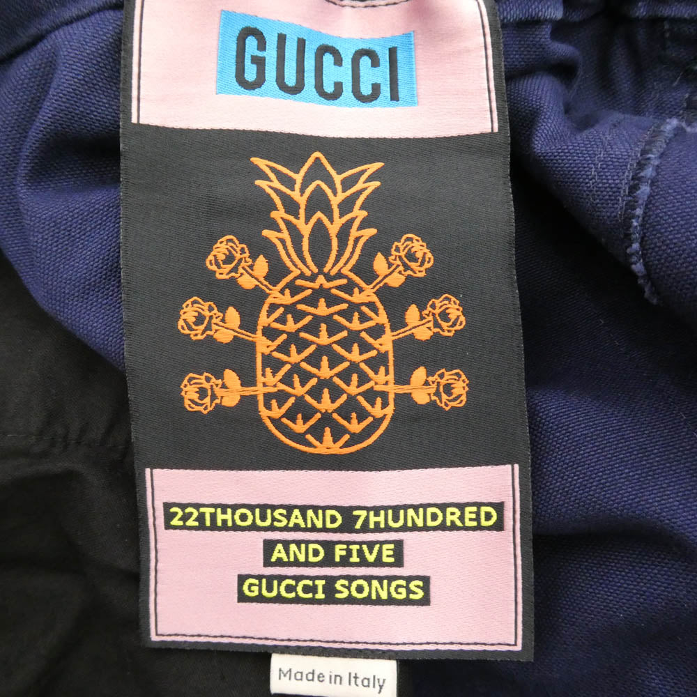 GUCCI グッチ 22AW 669182 669182 ZAHPV サイドワッペン コットン チノパンツ ネイビー系 44【中古】