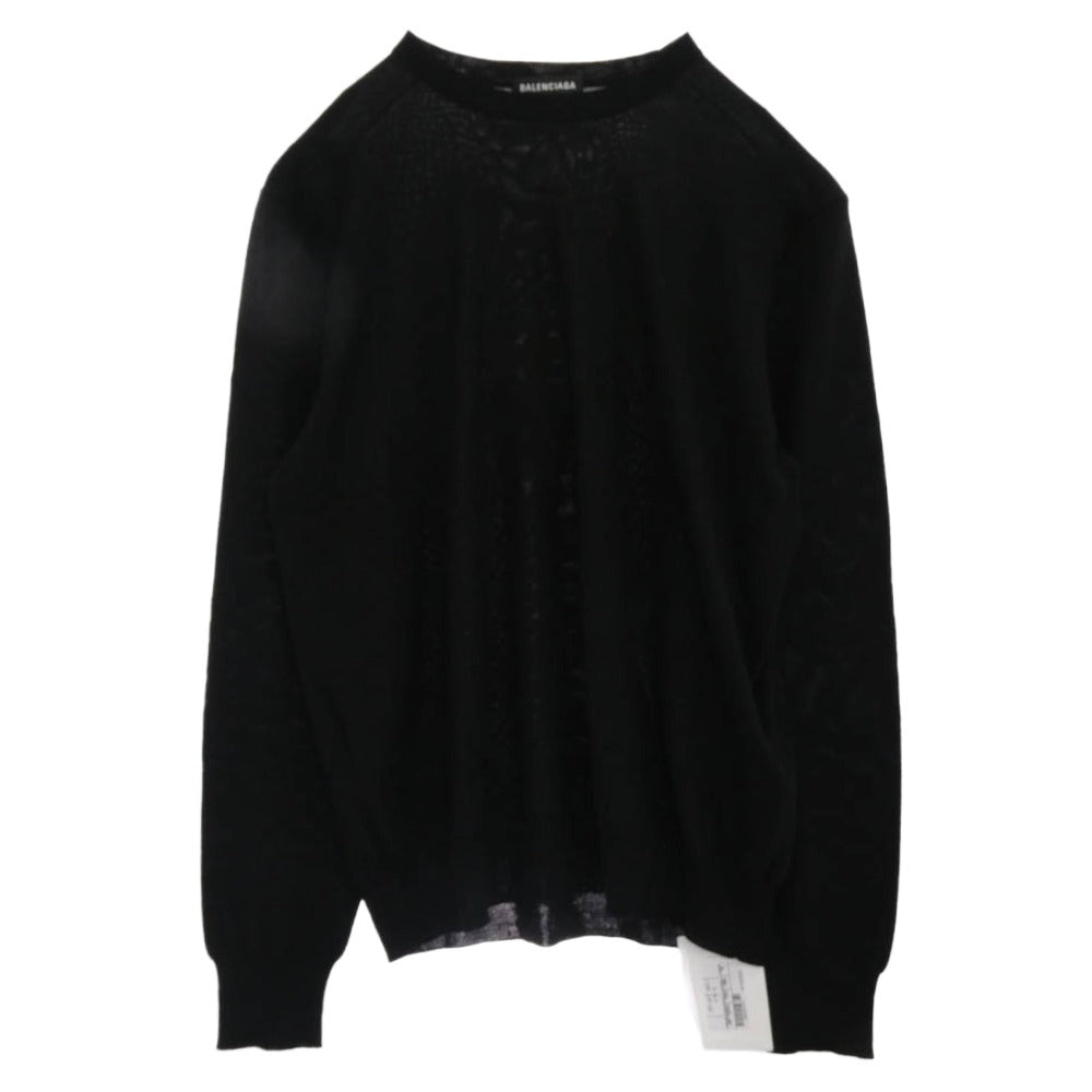 BALENCIAGA バレンシアガ 524992 T1439 1000 背面ロゴ バージンウール ニット セーター ブラック系 S【美品】【中古】