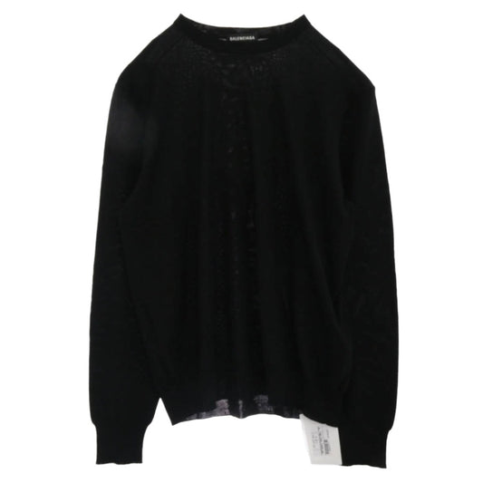 BALENCIAGA バレンシアガ 524992 T1439 1000 背面ロゴ バージンウール ニット セーター ブラック系 S【美品】【中古】