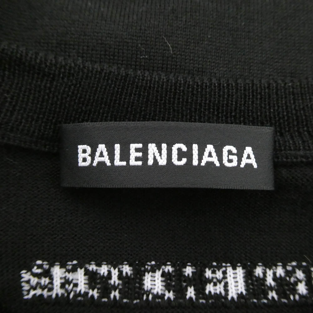 BALENCIAGA バレンシアガ 524992 T1439 1000 背面ロゴ バージンウール ニット セーター ブラック系 S【美品】【中古】