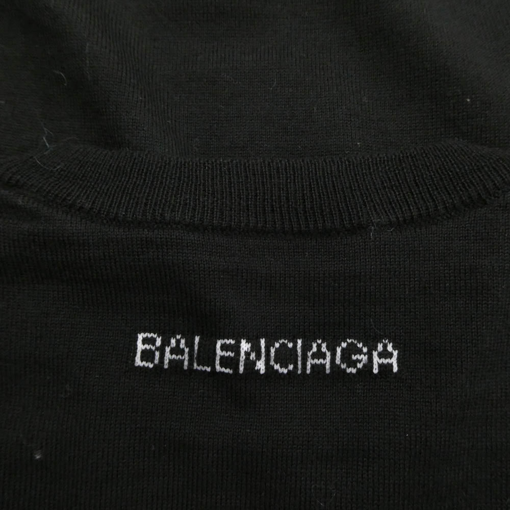 BALENCIAGA バレンシアガ 524992 T1439 1000 背面ロゴ バージンウール ニット セーター ブラック系 S【美品】【中古】