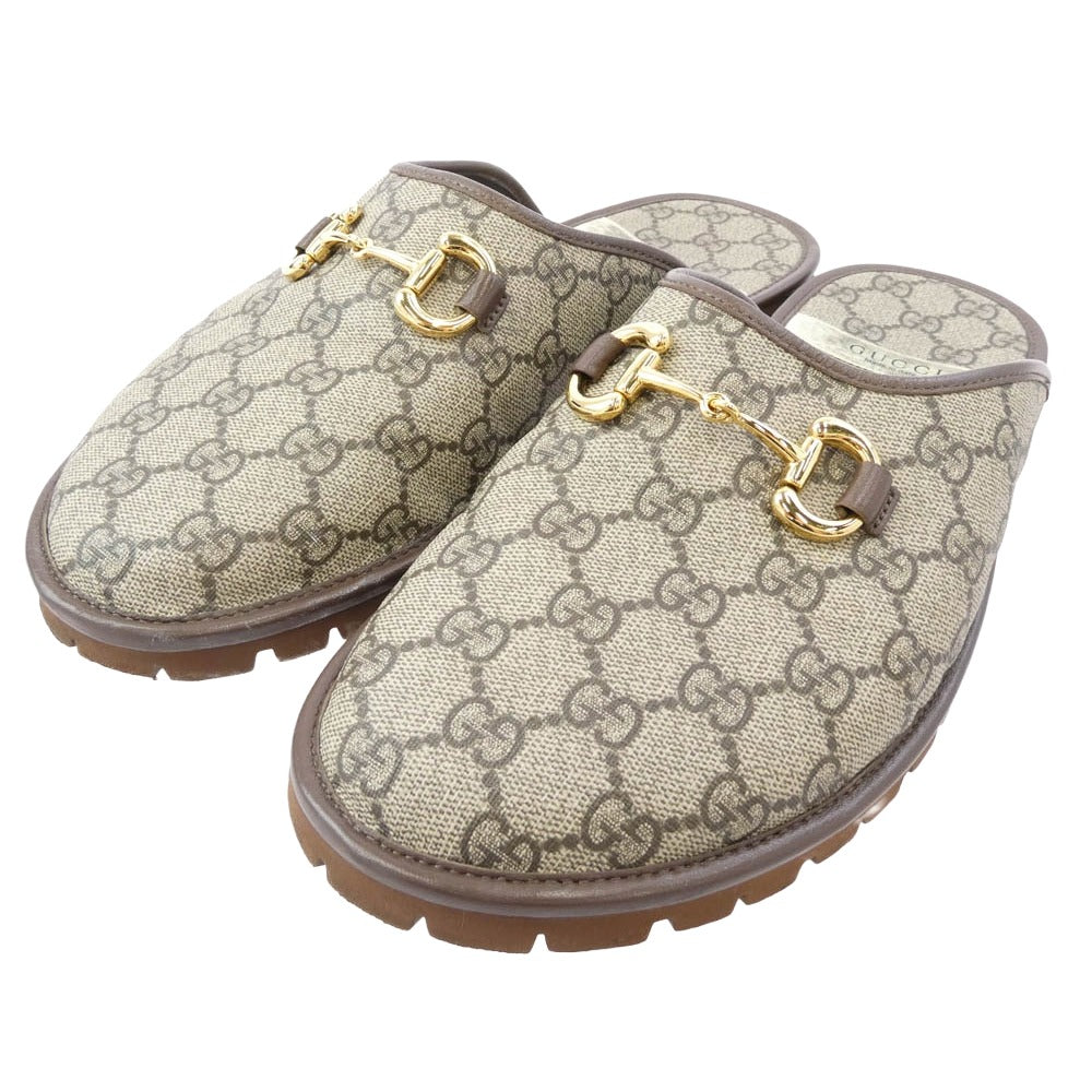 GUCCI グッチ 655571 GGスプリーム ホースビット ホースビット ミュール ブラウン系 10【中古】