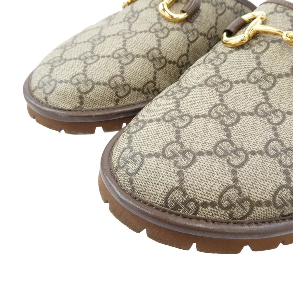 GUCCI グッチ 655571 GGスプリーム ホースビット ホースビット ミュール ブラウン系 10【中古】