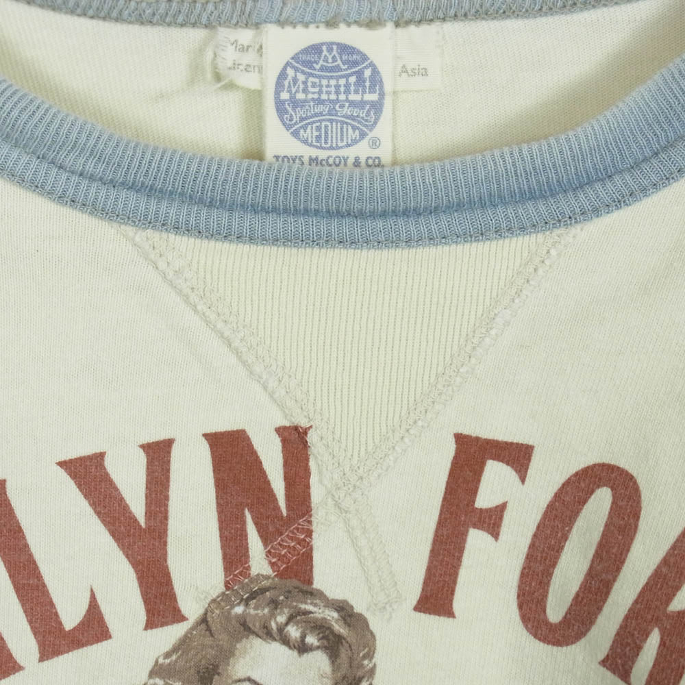 TOY'S McCOY トイズマッコイ TMC1851 MARILYN MONROE USO Tour マリリンモンロー プリント 長袖カットソー アイボリー ベージュ系 M【中古】