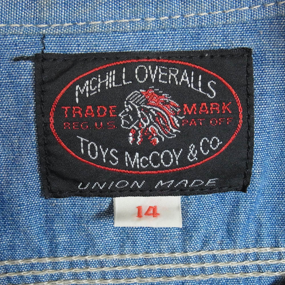 TOY'S McCOY トイズマッコイ TMS1903 CHAMBRAY SHIRT MARILYN MONROE MISS TORPEDO マリリンモンロー プリント シャンブレー 長袖シャツ ブルー系 14【中古】