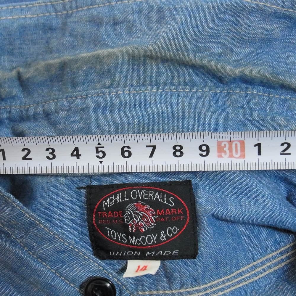TOY'S McCOY トイズマッコイ TMS1903 CHAMBRAY SHIRT MARILYN MONROE MISS TORPEDO マリリンモンロー プリント シャンブレー 長袖シャツ ブルー系 14【中古】