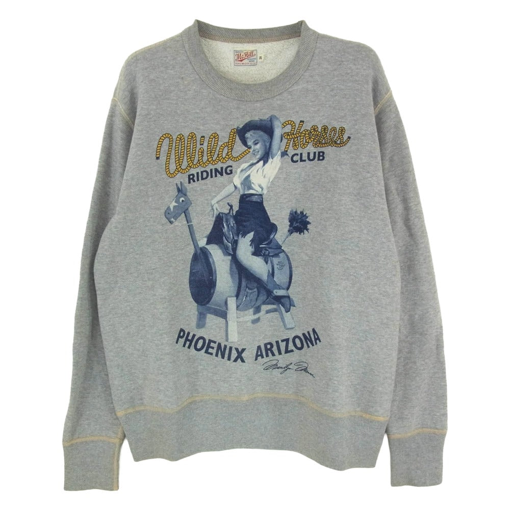 TOY'S McCOY トイズマッコイ TMC1952 FLAT SEAMER SWEAT SHIRT MARILYN MONROE WILD HORSES マリリン・モンロー プリント スウェット トレーナー グレー グレー系 38【中古】